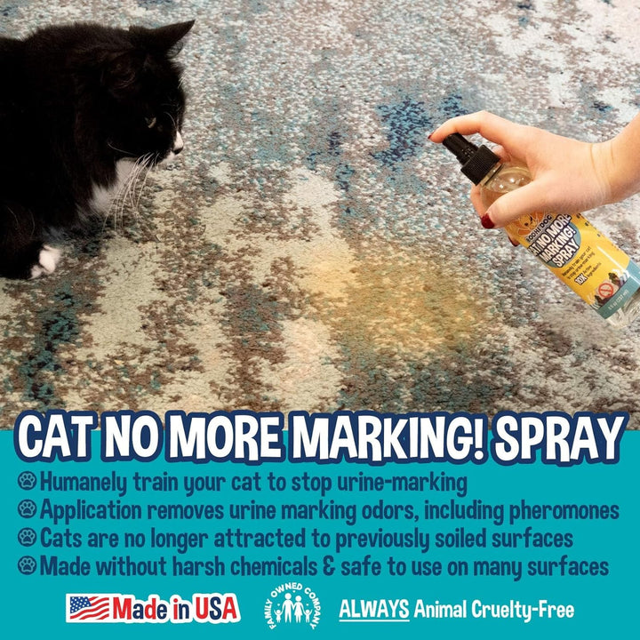 Cat No More Marking! Spray - Indoors & Outdoors Cat Urination Deterrent - Neutralizes Strong Odors from Marking - Pet-Safe Formula for Everyday Use - Made in USA (8 Fl Oz)