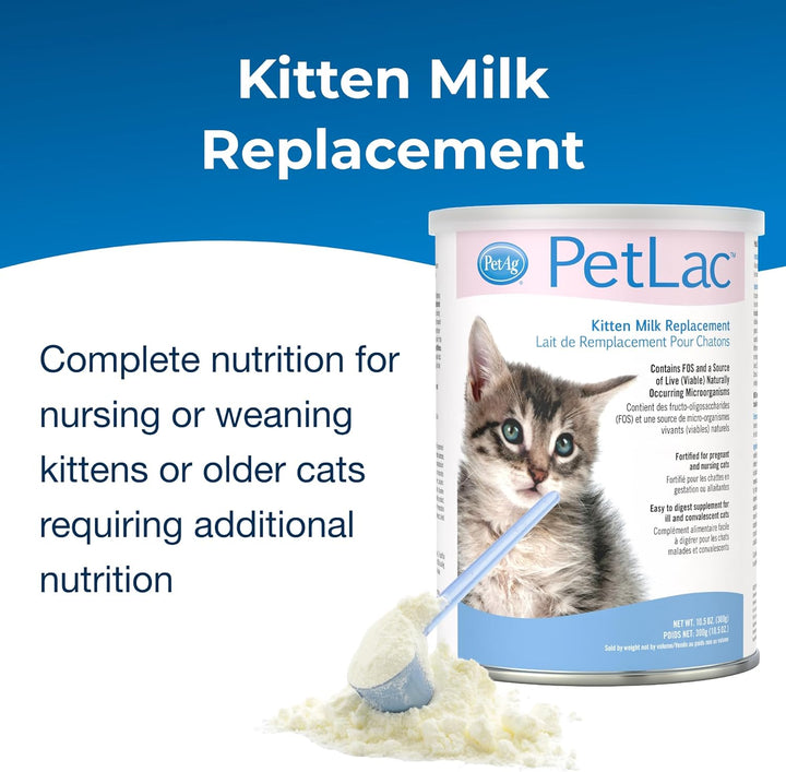 Pet-Ag Petlac Powder for Kittens - 10.5 Oz - Kitten Milk Replacement Powder for Kittens Newborn to Six Weeks Old - Easy to Digest