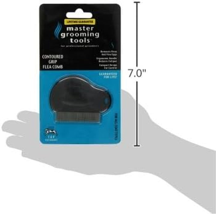 Contoured Grip Flea Combs — Ergonomic Combs for Removing Fleas, Black, 3-Inch