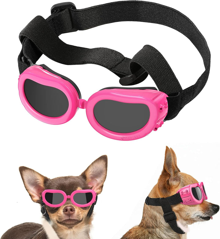 Dog Sunglasses Small Breed Goggles UV Protection,Goggles for Small Dogs Eye Wear Protection with Adjustable Strap Windproof Anti-Fog Sunglasses for S-Mall Doggy Doggie Glasses,Black