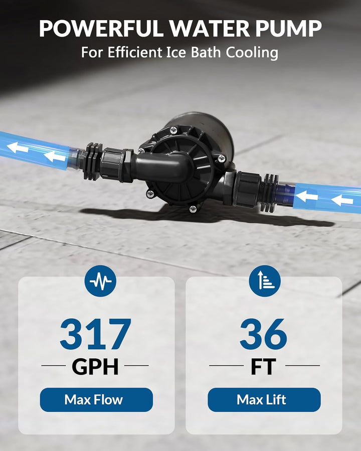 Ice Bath Accessories Kit, Cold Plunge Kit with 317GPH External Pump, Filter, 1/2” to 0.71" Connector, Hose, Compatible 500L 300L Aquarium Chiller & Inflatable Cold Plunge Tub
