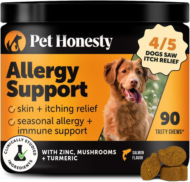 Dog Allergy Itch Relief - Advanced Itch Supplement with Probiotics for Dogs - Immune Support & Skin Relief for Seasonal Allergies - Natural Itchy Skin & Paw Relief - (Peanut Butter, 90 Ct)