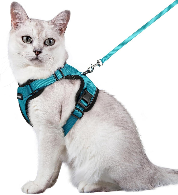 Cat Harness and Leash for Walking, Escape Proof Soft Adjustable Vest Harnesses for Cats, Easy Control Breathable Reflective Strips Jacket, Black, XS