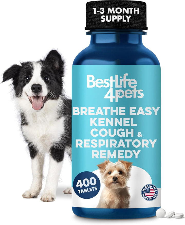 Dog Kennel Cough Treatment & Natural Decongestant, Breathe Easy Cough Treatment for Wheezing, Sneezing, and Nasal Congestion, Supports Respiratory Health and Eases Cold Symptoms, 800 Small Pills