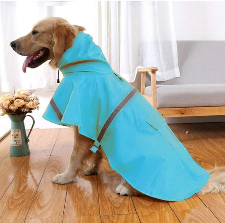 Large Dog Raincoat Adjustable Pet Water Proof Clothes Lightweight Rain Jacket Poncho Hoodies with Strip Reflective (XL, Yellow)