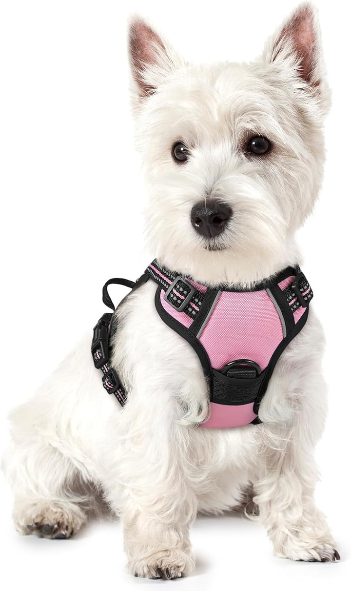 Dog Harness No Pull with 2 Leash Clips, Adjustable Soft Padded, Reflective Oxford No Choke Pet Vest with Easy Control Handle for Large Dogs, Black, L