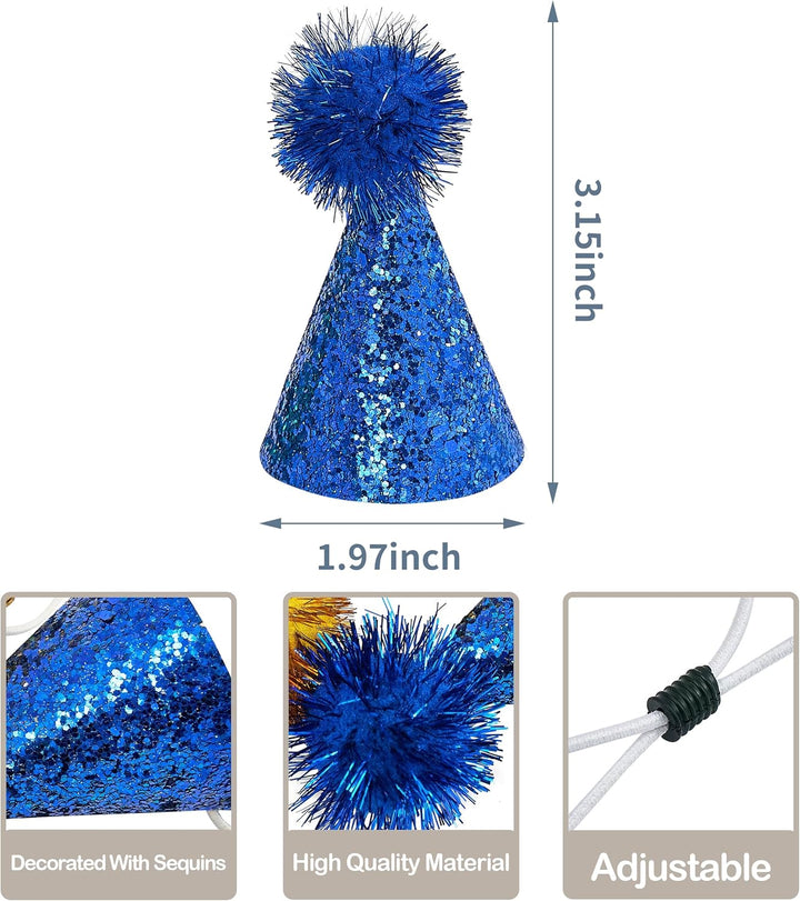 10Pcs Mini Small Dog Hats Cat Birthday Party Hat Rabbit Hats for Holiday Wedding Puppies Kittens Costume Accessories