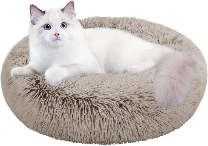 Dog Bed for Small Medium Large Dogs Cats, 20 Inch Calming Washable-Round Cozy Soft Pet Bed for Puppy and Kitten with Slip-Resistant Bottom