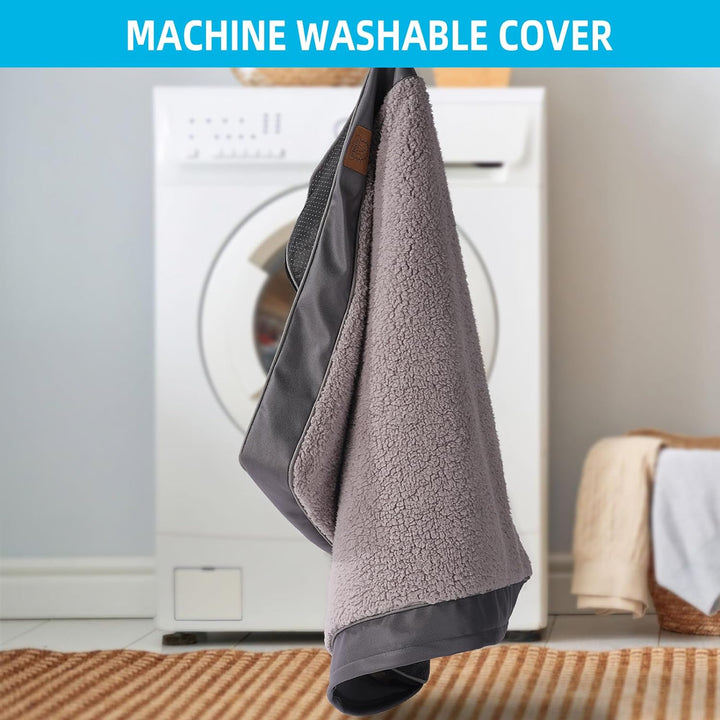 Orthopedic Dog Bed for Large Dogs - Big Waterproof Dog Crate Bed with Removable Washable Cover, Egg Crate Foam Support, Anti-Slip Bottom, Deluxe Plush Pet Bed Mat (Grey)