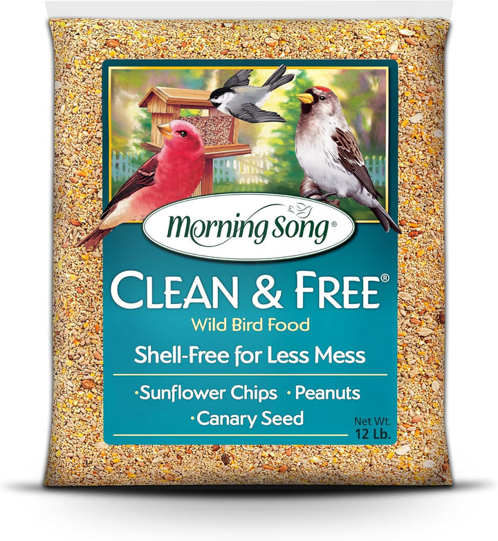 Clean & Free Shell Free Wild Bird Food, Premium No Mess Bird Seed for outside Feeders, 10-Pound Bag