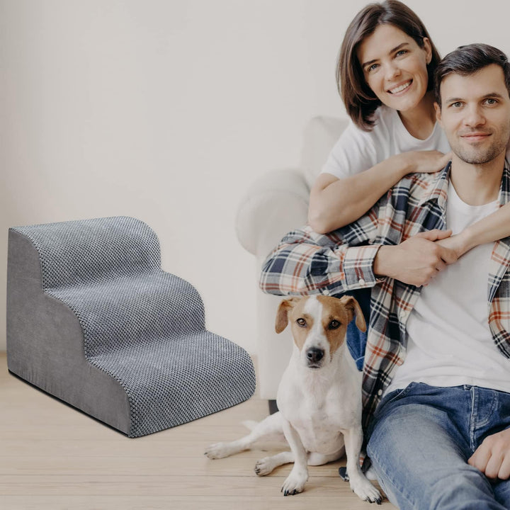 Dog Stairs for Small Dogs, 3-Step Dog Stairs for High Beds and Couch, Pet Steps for Small Dogs and Cats，Non-Slip Stable Indoor Dog Steps