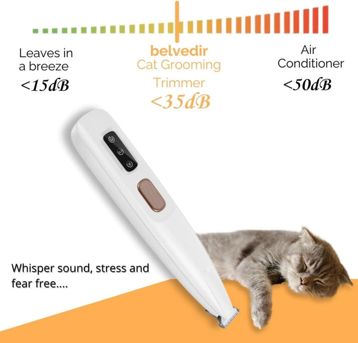 Belvedir Cat Grooming Trimmer, Belvedir Cat Trimmer, Cordless Pet Shaver, Low Noise Waterproof Rechargeable, for for Cats, Small Dogs & Animals Paws, Ears, Rump, Face, Eyes