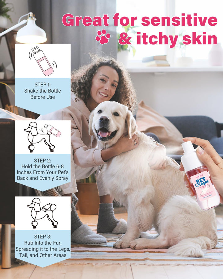 Dog & Cat Cologne | Long-Lasting Classic Powdery Scent | Fur-Conditioning, Non-Sticky Odor Control Formula | Travel-Friendly, 3.38 Fl. Oz