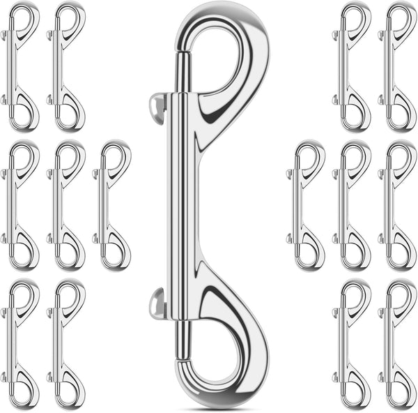 15 Pack Heavy Duty Snap Hooks Double Sided Clips for Hanging Horse Tack Sling Feed Buckets Dog Leash Collar Key Chain Zinc Alloy Metal Snaps Clip(3-1/2 Inch)
