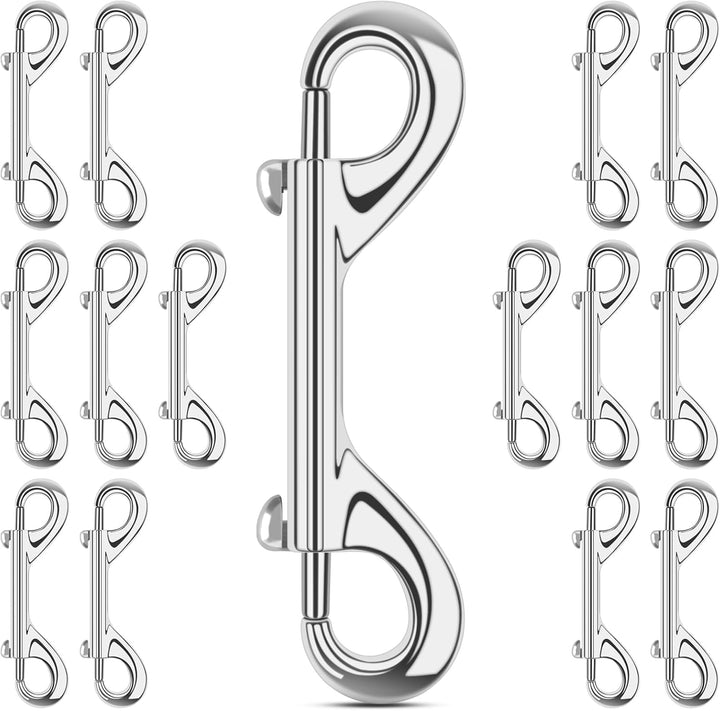 15 Pack Heavy Duty Snap Hooks Double Sided Clips for Hanging Horse Tack Sling Feed Buckets Dog Leash Collar Key Chain Zinc Alloy Metal Snaps Clip(3-1/2 Inch)