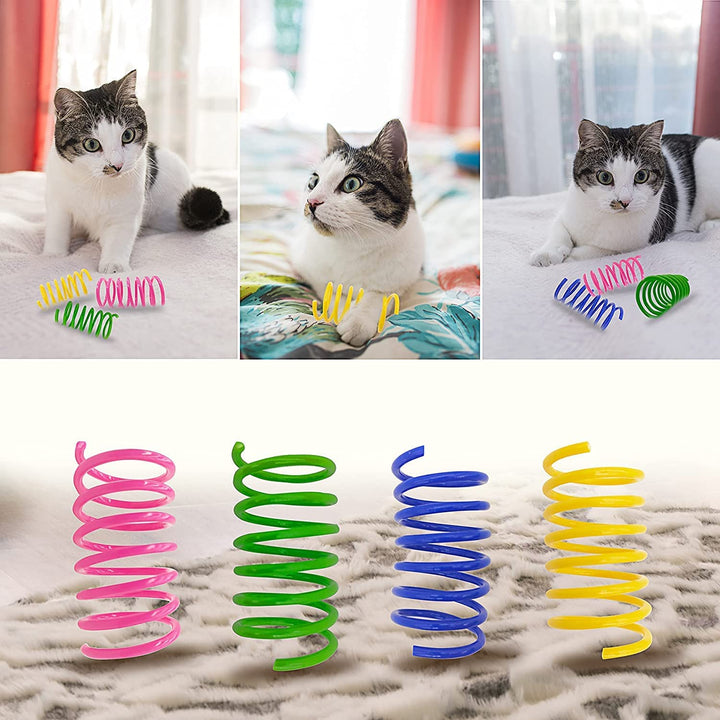 Cat Spring Toys, 30 Pack Cat Spiral Springs for Indoor Cats, Colorful & Durable Plastic Spring Coils Attract to Swat, Bite, Hunt, Interactive Toys for Kittens
