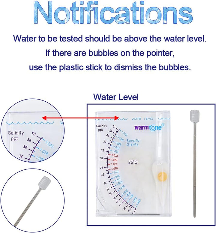 Salinity Tester, Sea Specific Gravity Test for Fish Tank Pond Water Saltwater Freshwater, Accurate Automatic Hydrometer