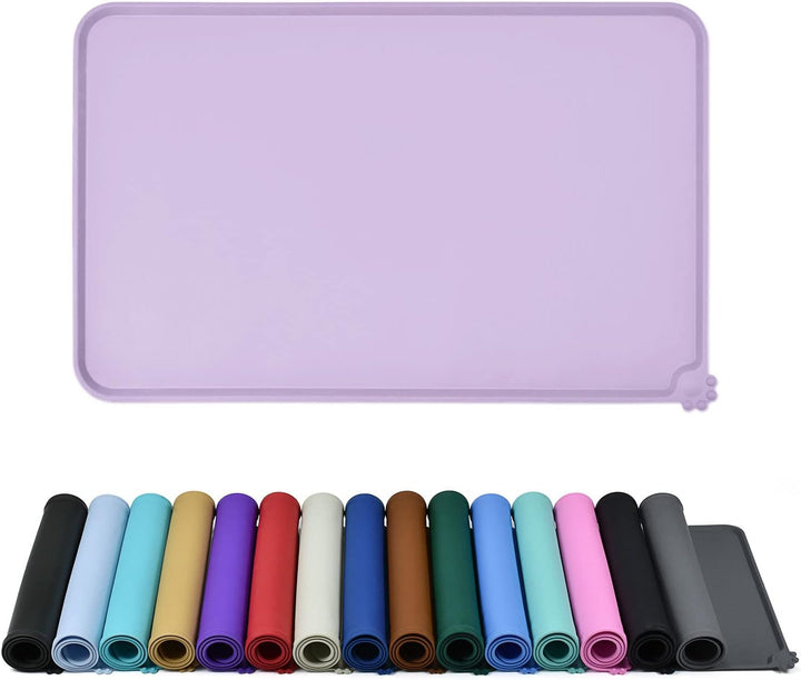Waterproof Pet Feeding Mat with High Raised Edges, Heavier and Thicker Placemats for Cat Dog Water Bowl with BPA Free, Dogs Cats Food Mats for Messy Drinkers to Prevent Spill and Protect Floors