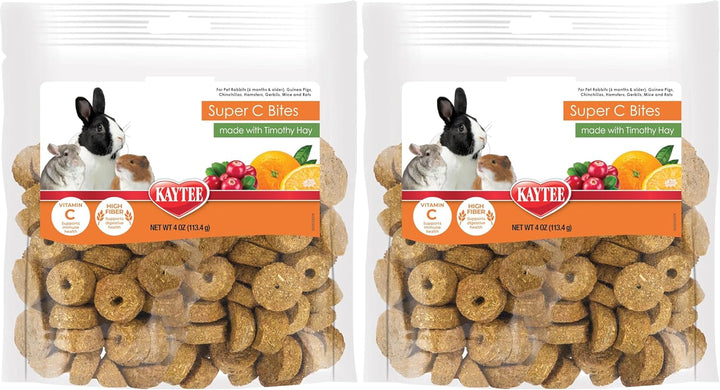 Super C Bites Treat for Pet Guinea Pigs, Adult Rabbits, Chinchillas, and Other Small Animals, Cranberry and Orange, 4 Oz