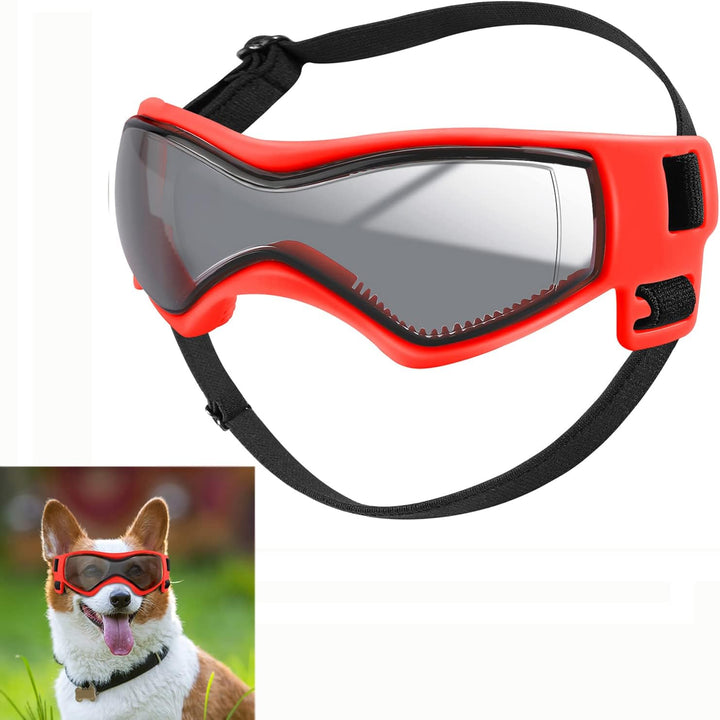 Dog Goggles UV Protection for Small to Medium Breed, Dog Sunglasses Windproof Anti-Fog Dustproof Snowproof, Puppy Glasses for Outdoor Riding Driving with Comfortable Frame Adjustable Straps