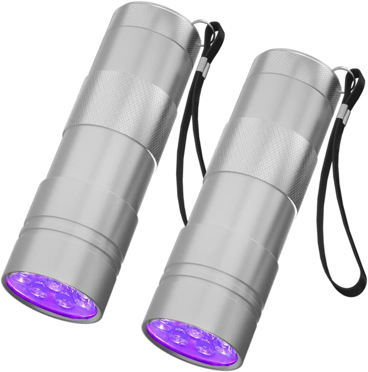 2 Pack UV Flashlight, 12 LED Handheld Blacklight Flashlight 395Nm Mini Light Torch Detector for Dog Pet Urine Stains, Bed Bugs and Scorpions. (Batteries Not Included)