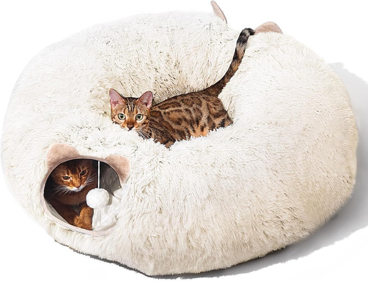 Cat Tunnel with Cat Bed for Indoor Cats, Multifunctional Donut Tunnel Playground Toys for Cats Kitten