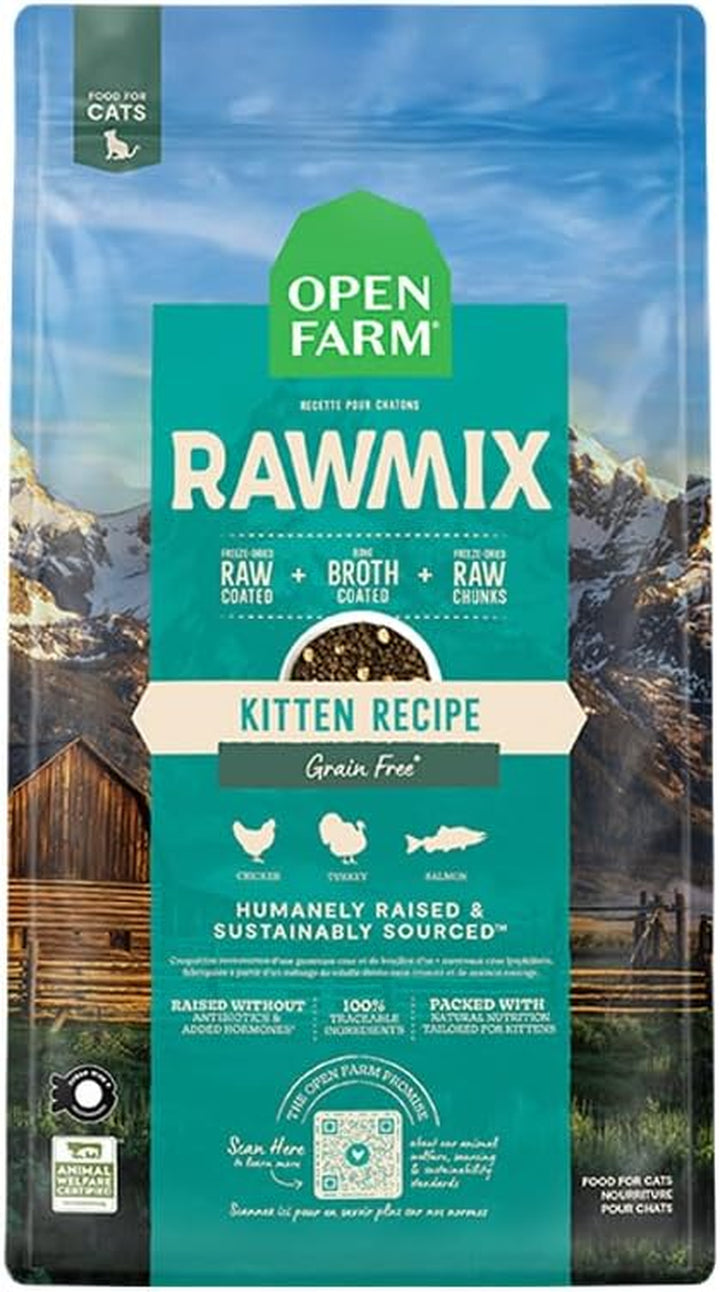 , Rawmix Dry Cat Food, Protein-Packed Kibble Coated in Bone Broth with Freeze Dried Raw Chunks, for Indoor & Outdoor Cats, Chicken & Turkey Grain-Free Recipe, 8Lb Bag