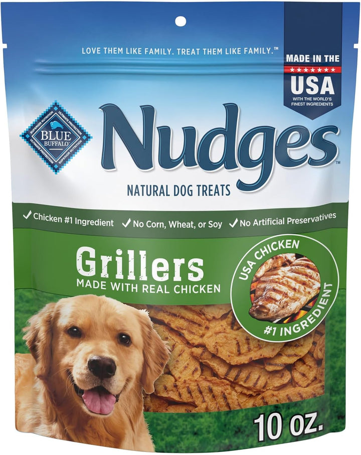 Nudges Grillers Natural Dog Treats, Made in the USA with Real Chicken, 16-Oz Bag