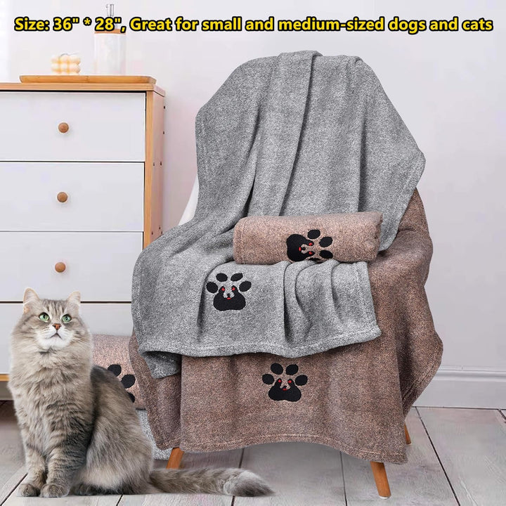 Dog Towels for Drying Dogs - Pack of 2 - Super Absorbent Soft Microfiber Pet Bath Grooming Towel for Dogs Cats and Other Pets (M-36" * 28", Grey and Brown )
