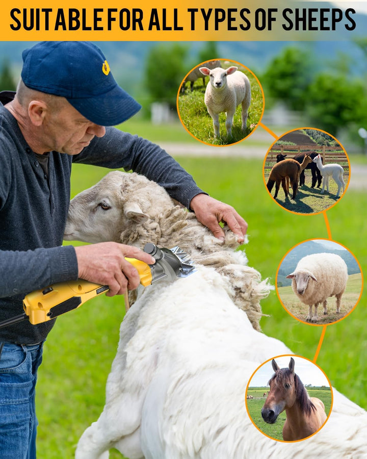 Sheep Shears, 600W Heavy Duty Professional Electric Sheep Clippers, Livestock Haircut for Grooming Sheep Horses Alpacas Goats Thick Animals