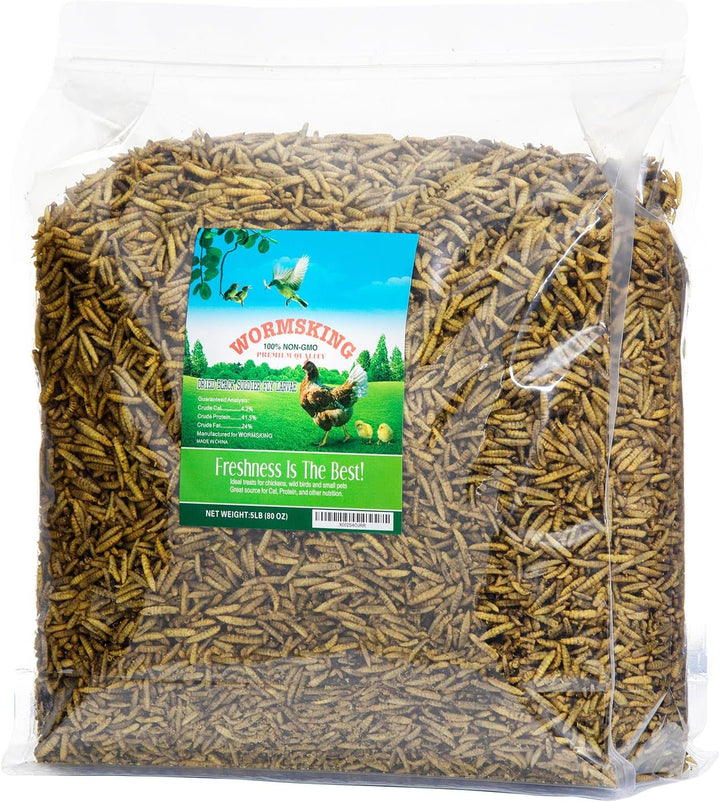 5LB Dried Black Soldier Fly Larvae, More Calcium than Dried Mealworms, High Protein Chicken Feed,Duck Food, BSFL, Duck Treats