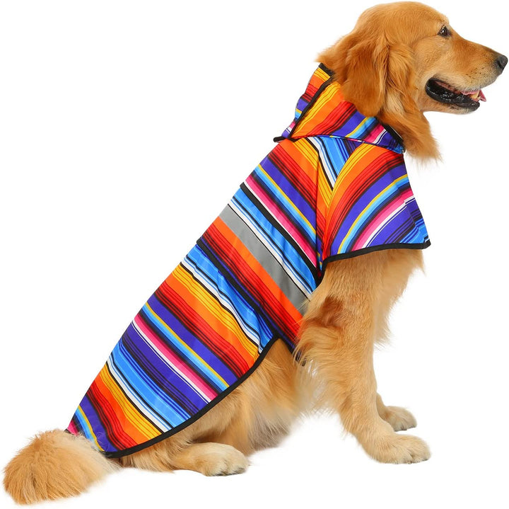 Dog Raincoat Jacket Reflective Adjustable Hooded Pet Poncho Rain Coat with Leash Hole for Small to X-Large Dogs Yellow - L