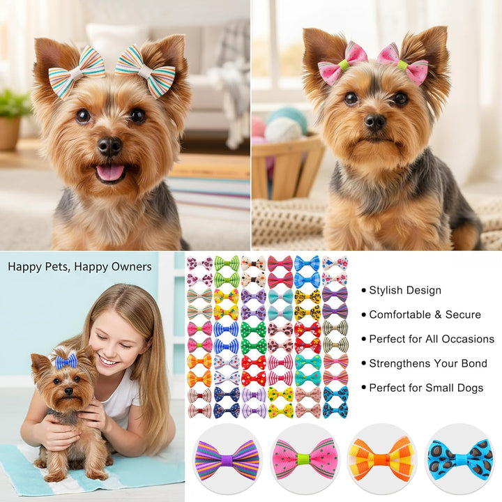 Dog Hair Bows Small Puppy: Clips for Pet Grooming Gifts 60Pcs (30 Colros X 2)