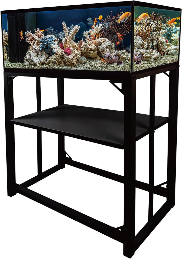 Fish Tank Stand, 40 Gallon Heavy Duty Metal Aquarium Stands, Reptile Tank, Turtle Tank, Breeder Tank Stand, Fish Tank and Stand Combo Set (Black, 36.5"X18.5"X29.5")