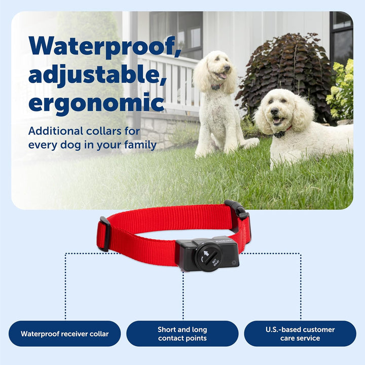 Wireless Pet Containment System Receiver Collar - Battery-Operated & Waterproof - Adjustable Receiver Collar with 5 Correction Levels - for Dogs 5Lb+