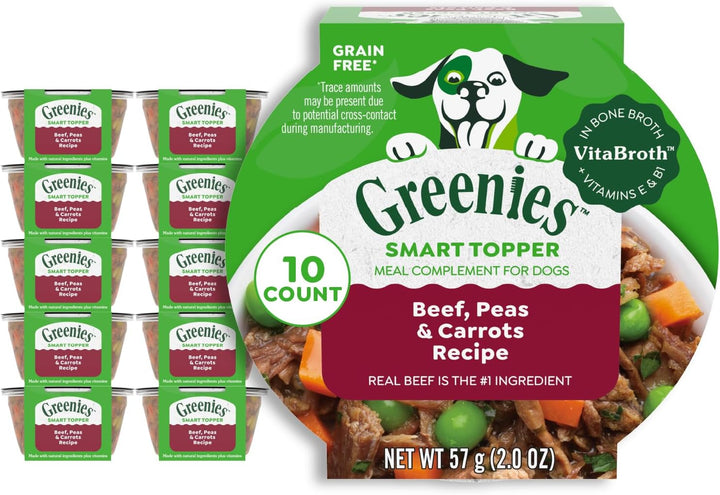 Smart Topper High Protein Wet Mix-In for Dogs, Chicken, Peas, Apples, and Brown Rice Recipe & Duck, Broccoli, Carrots and Barley Recipe Variety Pack with Whole Grains, 8 Trays of 2Oz.