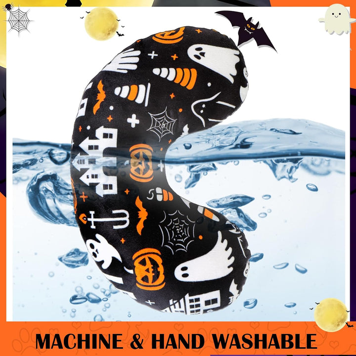 Dog Pillow for Small Dogs, U Shaped Dog Neck Calming Pillow for Joint Relief Sleeping Improve, Machine Washable Pet Pillow for Dogs & Cats(Halloween)