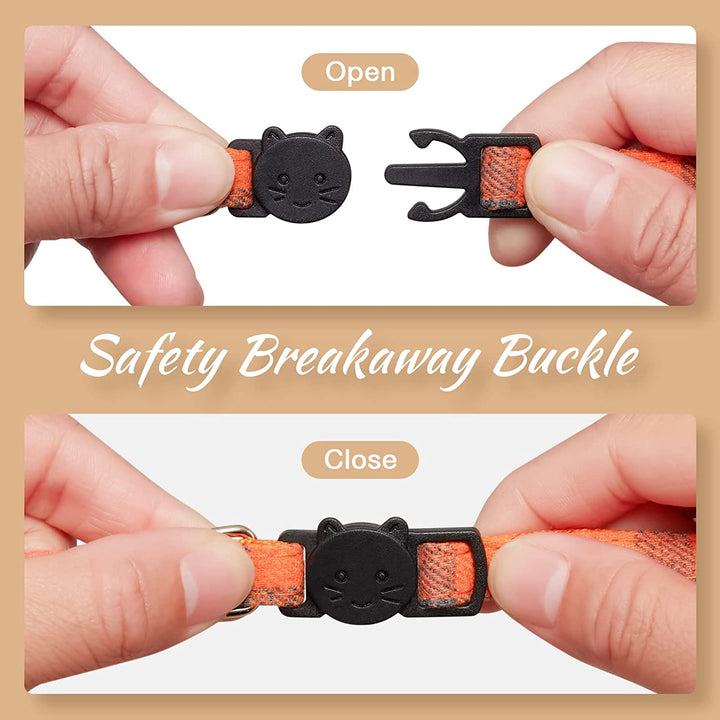 6 Pack Classic Plaid Cat Collars with Bells - Breakaway Kitten Collar and Adjustable 6-9 In,Cute Kitty Collar for Girl Boy Cats,Pet Gifts,Accessories,Supplies,Stuff