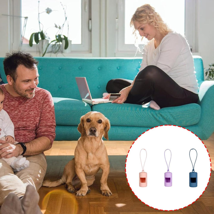 Set of 3 Dog Waste Bag Dispensers with Elastic Rope Rotation Design Travel Use Pet Poop Bag Holder Tool