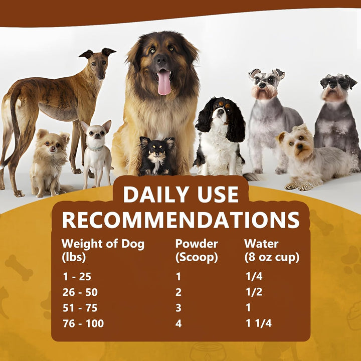 Grass-Fed Beef Bone Broth Protein Powder for Dogs & Cats - Joint & Bone Support, Healthy Fur Enhancer, Pet Food Topper for Dry & Wet, 10.58Oz