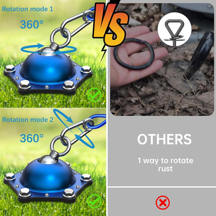 Dog Tie Out Cable and Stake for Camping,360°Swivel Dog Run- No Tangle,With 30FT Heavy Duty Cable, Runner for Yard - up to 150Lbs,Ideal for Outdoor Camping