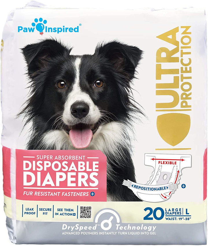32Ct Disposable Dog Diapers | Female Dog Diapers Ultra Protection | Diapers for Dogs in Heat, Excitable Urination, or Incontinence (Small)