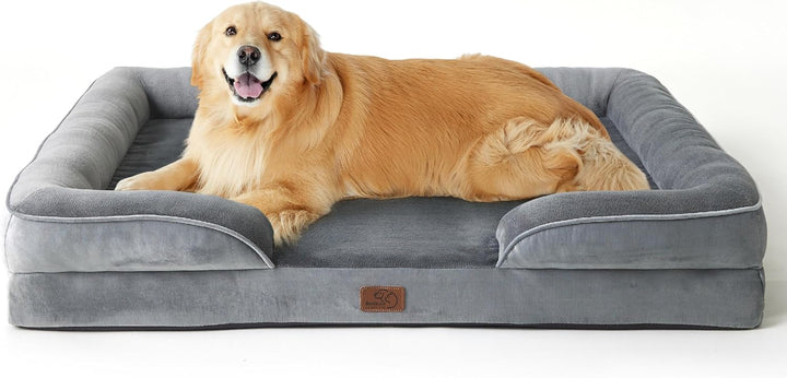 Orthopedic Dog Beds Large Sized Dog - Washable Large Dog Cat Bed Waterproof, Comfort Dogs Couch Sofa with Washable Removable Cover, Pet Bed with Nonskid Bottom, Grey, 35"
