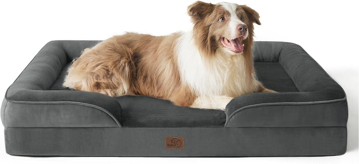 Orthopedic Dog Beds Large Sized Dog - Washable Large Dog Cat Bed Waterproof, Comfort Dogs Couch Sofa with Washable Removable Cover, Pet Bed with Nonskid Bottom, Grey, 35"