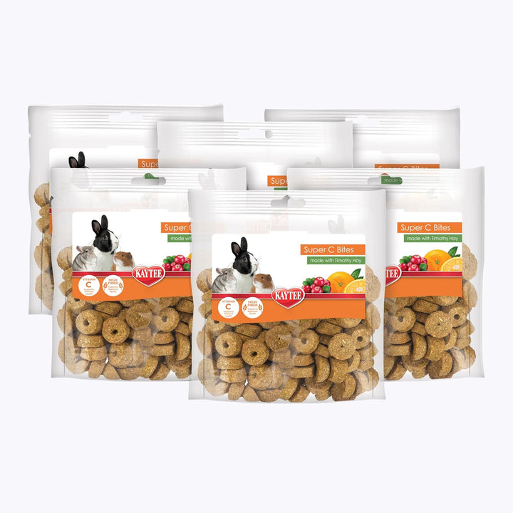 Super C Bites Treat for Pet Guinea Pigs, Adult Rabbits, Chinchillas, and Other Small Animals, Cranberry and Orange, 4 Oz