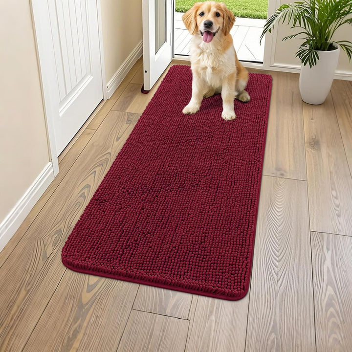 Dog Door Mat for Muddy Paws 30X20, Absorbs Moisture and Dirt Doormat, Non-Slip Washable Quick Dry Chenille Front Door Mat Indoor Entrance, Entryway Carpet for inside Floor, Grey