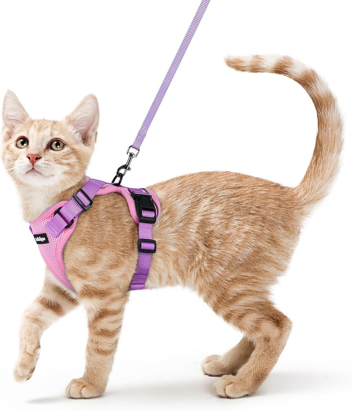Cat Harness and Leash for Walking, Escape Proof Soft Adjustable Vest Harnesses for Cats, Easy Control Breathable Reflective Strips Jacket, Black, XS