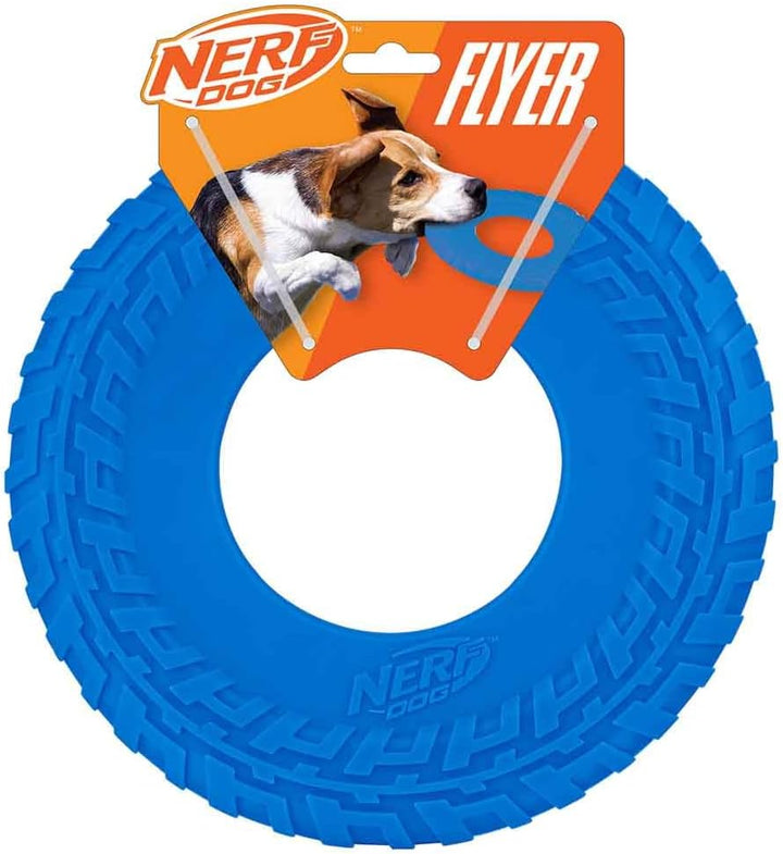 Tire Flyer Outdoor Dog Toy, 10 Inch Flying Disc Dog Fetch Toy, Rubber Dog Toy for Medium Dogs and Large Dogs, Blue