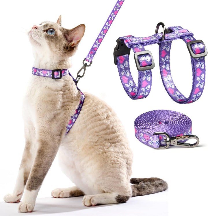 Cat Harness and Leash Set - Escape Proof Adjustable Cat Harness, Comfortable Soft Lightweight, Use Safe & Easy, Walking Travel Kitten Harness for Small Medium Large Cats (Hawaii Green)
