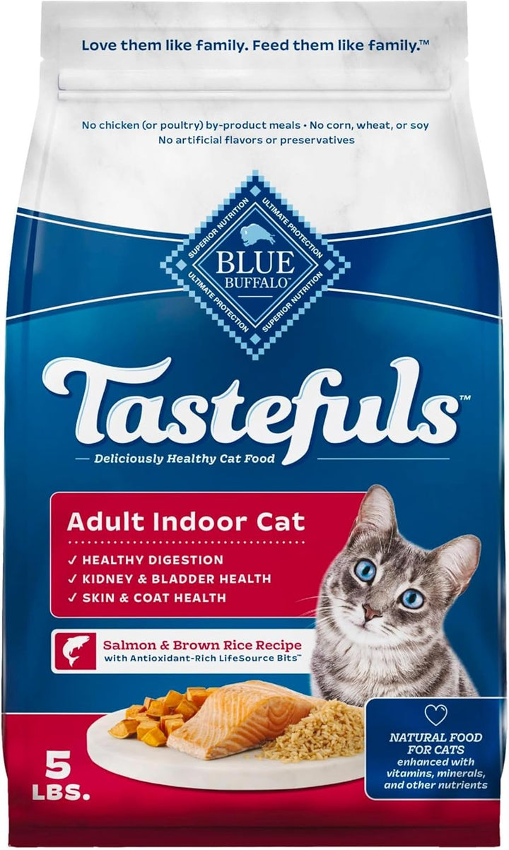 Tastefuls Adult Dry Cat Food Indoor Cat Formula, Made in the USA with Natural Ingredients, Chicken & Brown Rice Recipe, 3-Lb. Bag